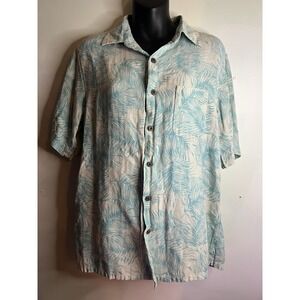 "vintage Silk" Company-75percent Silk Blend Hawaiian Beach Button Down Men's M